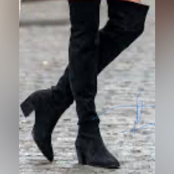 Rag and Bone thigh high black suede side zip over 2” block heel EUC 37.5… - Picture 5 of 16